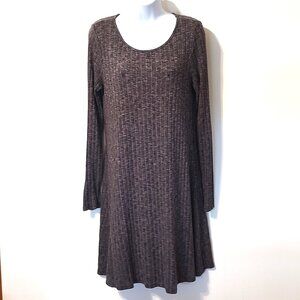 Women's Michael Stars grey stretchy ribbed long sleeve midi dress size medium